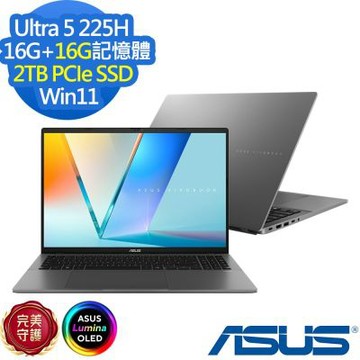 ASUS 華碩 S3607CA 16吋效能筆電(Ultra 5 225H/16G+16G/2TB SSD/Vivobook S16/夜幕灰/特仕版)