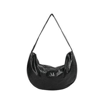 韓國 MUCENT ELUNE GLOSSY HALF-MOON HOBO BAG 光澤半月HOBO包 黑色 BLACK