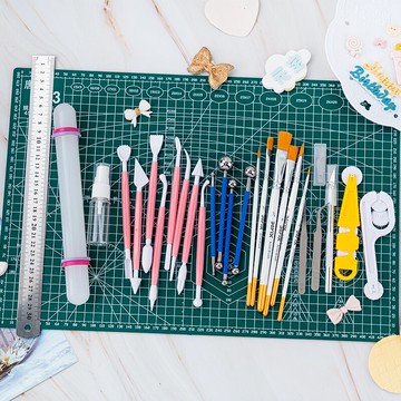 翻糖diy基礎工具合集雕刻板搟面杖塑形工具壓邊滾輪刀凹造型工具