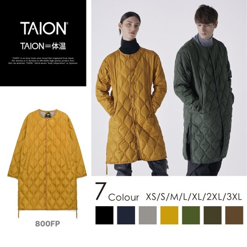 TAION (タイオン) ユニセックス ミリタリー クルーネック ダウンコート TAION-104BML-1LONG 通販  LINEポイント最大0.5%GET | LINEショッピング