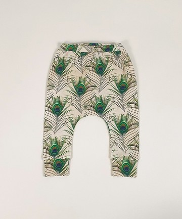 孔雀羽毛嬰兒褲，嬰兒打底褲，女嬰褲，男嬰褲