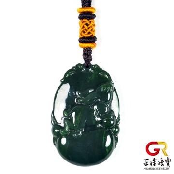 【正佳珠寶】和田碧玉吊墜 碧玉十二生肖吊墜 生肖兔項鍊 碧玉吊墜