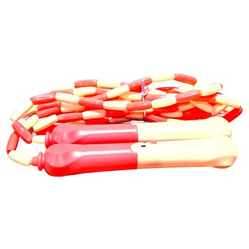 JN.TOY 兒童初學竹節跳繩 不打結不繞繩 輕鬆跳躍 防滑手柄 可寫名字  粉橘色  握把14.1 x 2.2cm 整體長度260cm  1條