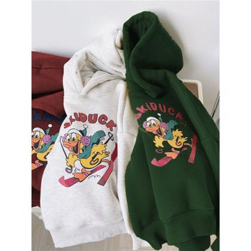 女童加絨衛衣2025新款韓版男童冬裝寶寶洋氣童裝兒童保暖連帽上衣