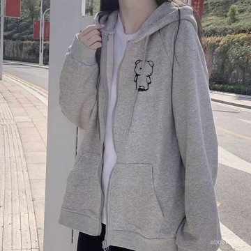 衛衣女 開衫外套 拉鏈連帽 秋冬新款 寬鬆 設計感 小眾 oversize  帽T