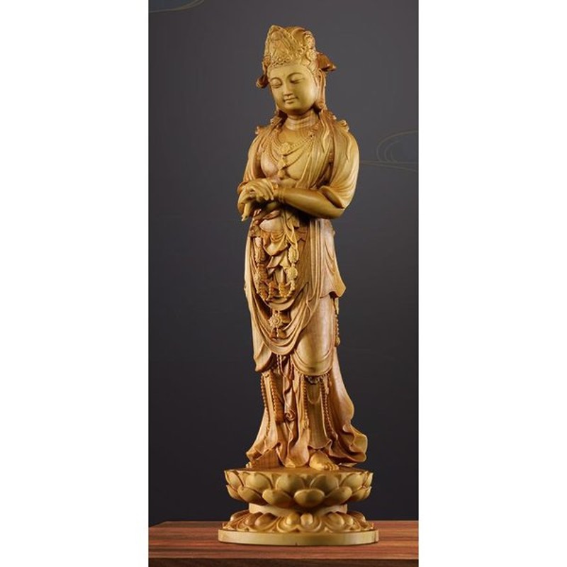 ☆古家出☆仏教美術 唐銅 観音菩薩 ☆高さ約21cm/重さ約674g☆仏像 骨董-