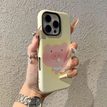 比耶豬蘋果17promax手機殼iPhone16pro卡通菲林二合一保護套15pro女13可愛14新