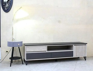 【歐風別館】波士頓仿古梧桐色岩燒石電視櫃【基隆至台中免運費】