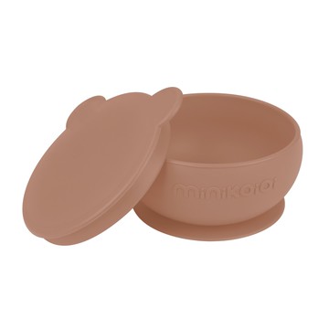 可可棕-防滑矽膠吸盤碗-minikoioi