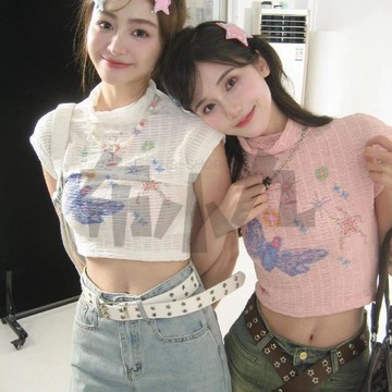 【佈小九】粉色無袖女 辣妹短款 甜酷小衆上衣  韓版背心 打底衫 夏季上衣 修身顯瘦上衣 內搭衣 百搭 女裝 無袖上衣
