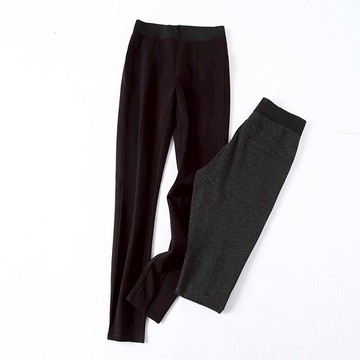 ！法國單 寬邊松緊高腰彈力修身小腳休閑褲長褲女1入