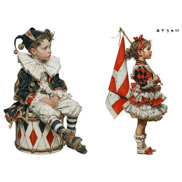【六月新品】08-136-0126 人物貼紙 馬戲團・復古風格