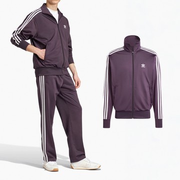 adidas 外套 Adicolor Classics Firebird Track 男款 紫 三葉草 立領 IY9893