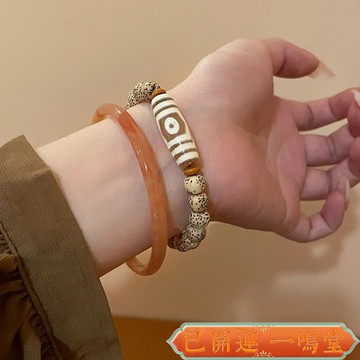 龍山寺過爐開光🙏一鳴堂🙏送招財符新中式菩提天珠手鏈女生複古民族風網紅閨蜜手飾氣質簡約手串手鐲