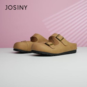 卓詩尼平底勃肯鞋女2025春季新款百搭真皮外穿包頭半拖鞋穆勒鞋女