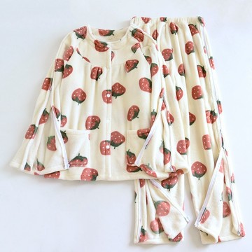 【現貨】易穿脫護理衣女冬季法蘭絨保暖大尺碼護理服鍼灸理療術後康復易穿脫臥床透析化療