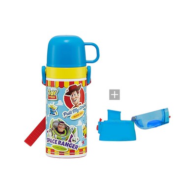 日本 SKATER - 兒童不鏽鋼保溫水壺(直飲420ml+杯蓋組)-玩具總動員