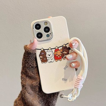 浮雕可愛卡通小狗適用iPhone16promax手機殼蘋果15pro網紅創意貓咪14硅膠防摔13帶掛繩新款高級感防摔手機套