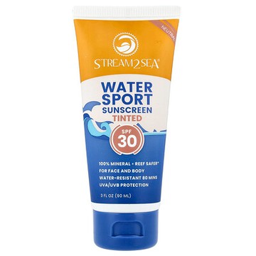 Stream2Sea, 有色抗曬霜，運動型，SPF 30，無香，3 液量盎司（90 毫升）