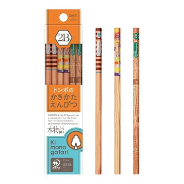 日本文具 TOMBOW - 蜻蜓牌 FSC認證木材製六角鉛筆12支(2B)-木物語暖橘