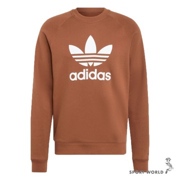 Adidas 長袖上衣 男裝 三葉草 純棉 棕【運動世界】IZ2357