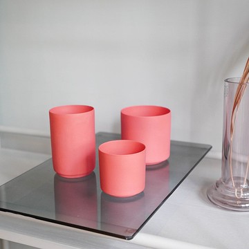 【Hübsch】－420403 玫紅色陶瓷燭台-3件組新年禮物 禮品