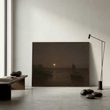 藝術掛畫｜威廉·透納| Moonlight, a Study at Millbank - 中尺寸-黑胡桃色鋁框