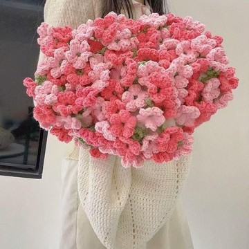 特價💖手工編織毛綫diy繡球花毯子茉莉花花束康乃馨抱鈎針創意禮物材料DIY毛綫毯子 編織材料包 鈎針材料包  4CSV