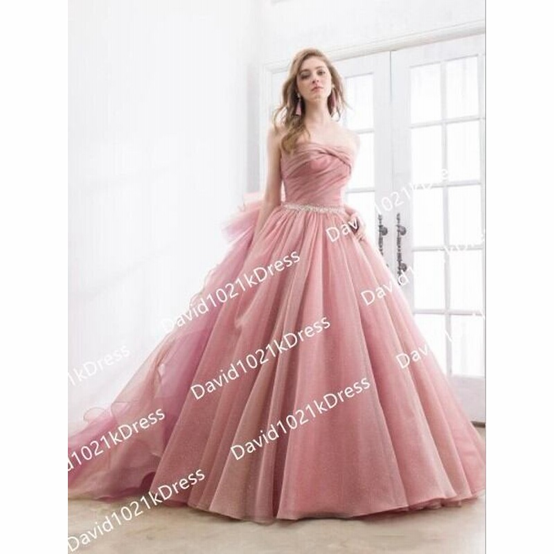 ピンクソフィア カラードレス ラッフルフリル ベアトップ 挙式 通販 Lineポイント最大1 0 Get Lineショッピング