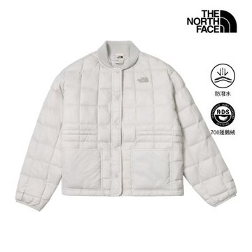 【The North Face 官方旗艦】北面女款淺灰色DWR防潑水寬鬆羽絨外套｜8J6UMYB