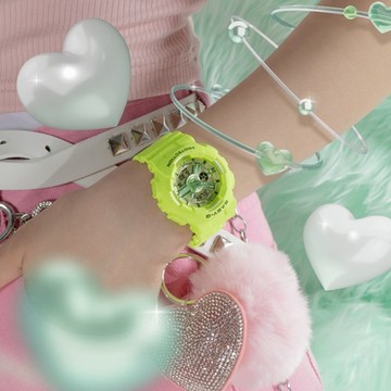 CASIO卡西歐 BABY-G BA-110YK-3A Y2K齒輪時針雙顯錶 綠 43.4 mm