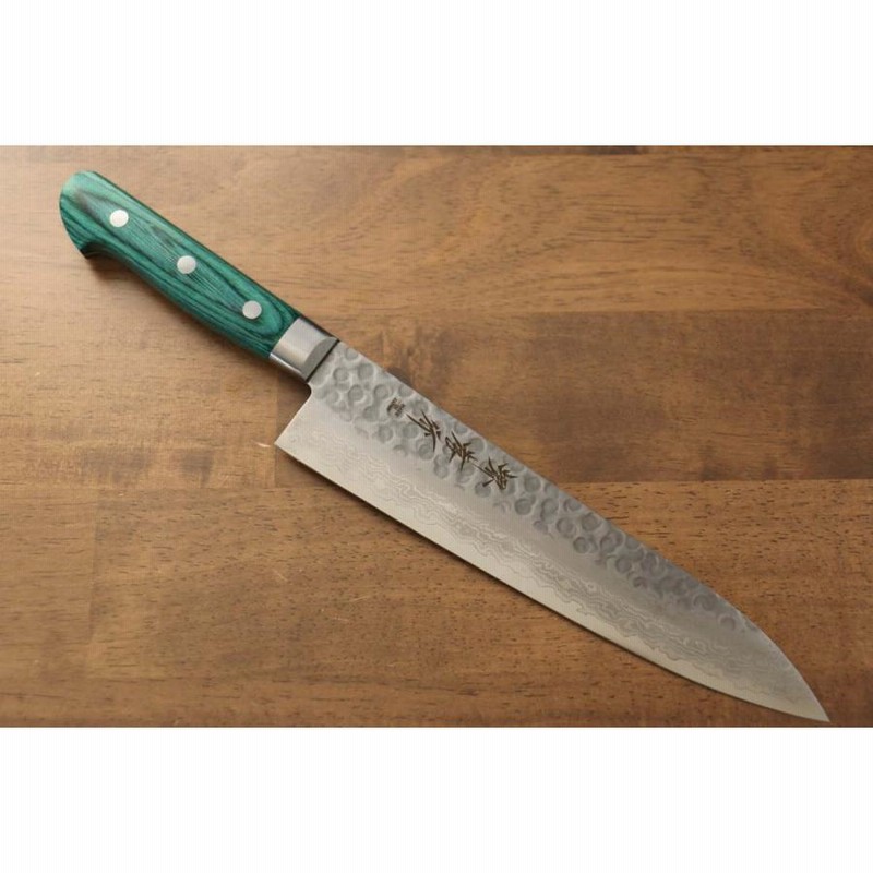 堺 孝行 V金10号 17層ダマスカス 牛刀包丁 和包丁 210mm 緑合板