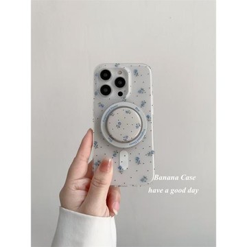 BananaCase韓國ins小清新藍色小碎花磁吸硬殼適用15promax蘋果16pro手機殼iPhone13同款支架12/14pro保護套女