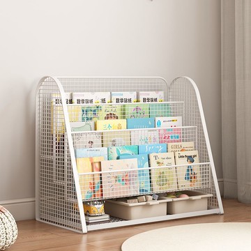 台灣公司貨 免運 兒童書架家用移動帶輪置物架落地繪本架寶寶書本收納架閱讀區書櫃 快速發貨