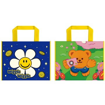 【wiggle wiggle】編織手提袋-星星小花與拍照小熊(mini款)