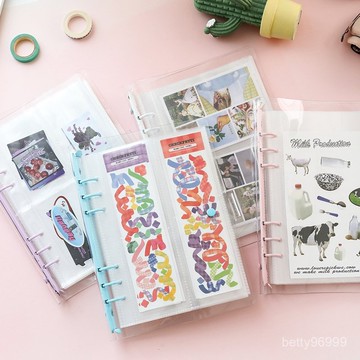 台灣出貨-透明款簡約貼紙收納冊A5活頁創意日系貼紙手帳收納冊