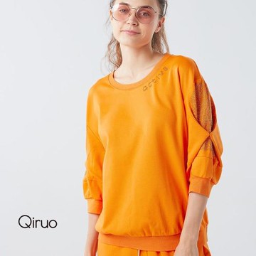 【Qiruo 奇若】秋冬專櫃橘色七分上衣6008A水鑽款