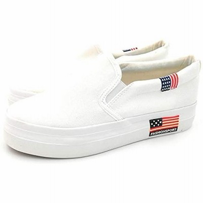 スリッポン レディース 厚底 紐なし スニーカー キャンバス 平底 デッキシューズ Sh271 通販 Lineポイント最大get Lineショッピング