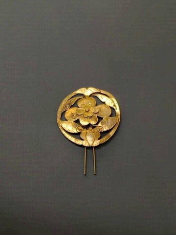 老鎏金花與蝶髮簪– 古董髮飾  - 純古董SA-020