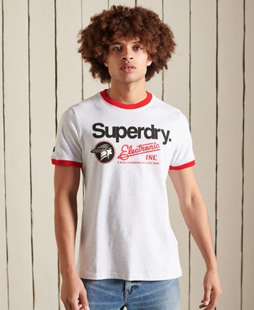 Superdry Men's Men's Core Logo American Classic Ringer T-Shirt Light Grey / Glacier Grey Marl - Size: XL