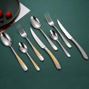 北歐ins創意星鉆不銹鋼304西餐刀叉勺四件套餐具套裝牛排家用勺子