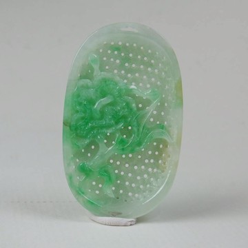 （A貨）花開富貴糯冰種翡翠網狀花片墜（附 台灣聯合珠寶玉石鑑定中心鑑定證書）