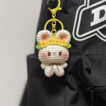 材料包🍋手工毛線編織桂花小兔diy材料包鉤針自制鑰匙扣包掛件創意禮物 手工藝美勞作業 手做毛線小物鉤針編織材料