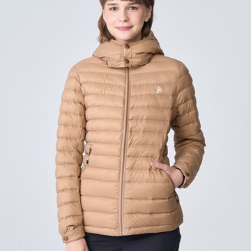 Wildland荒野女700FP可拆帽輕暖羽絨外套沙色