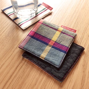 彩格紋手工間棉杯墊
