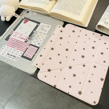 韓系星星適用於蘋果iPad11保護套air7平板殼pro11寸帶筆槽miniY折