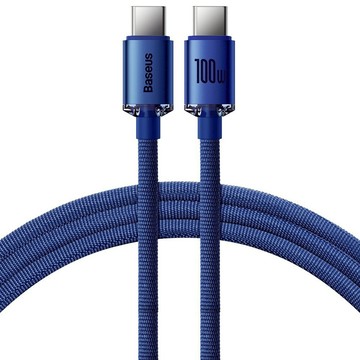Baseus 倍思 晶耀系列 雙Type-C快充數據線 100W 480Mbps  1.2m  藍色  1條