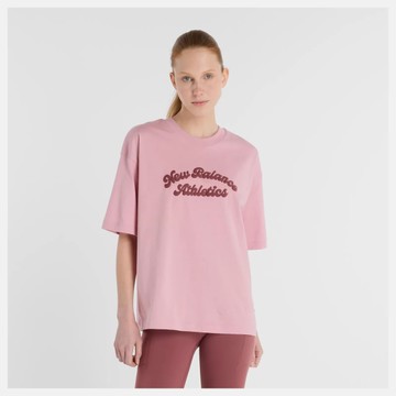 NEW BALANCE 短T NB 粉紅 LOGO 寬版 棉短袖 女 WT53525PTF