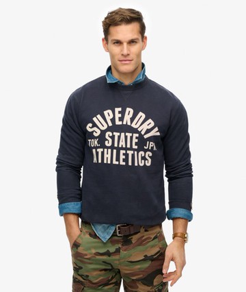 Superdry Men's Athletic Essentials Crew Sweatshirt Navy Size: L