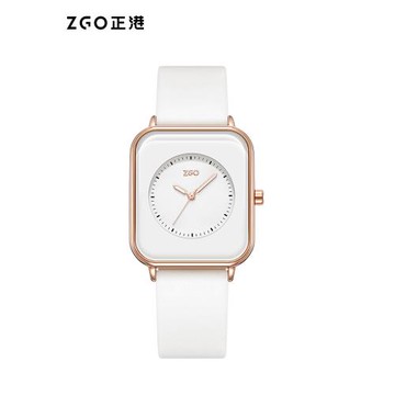正港ZGO手表女款學生小眾輕奢女士簡約高級感ins風白色小方表女生